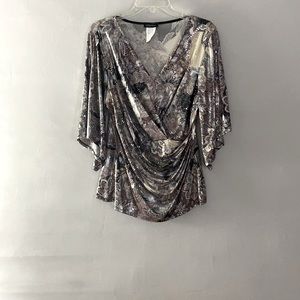 S. Levine Sparkling Cold Shoulder Blouse Size L